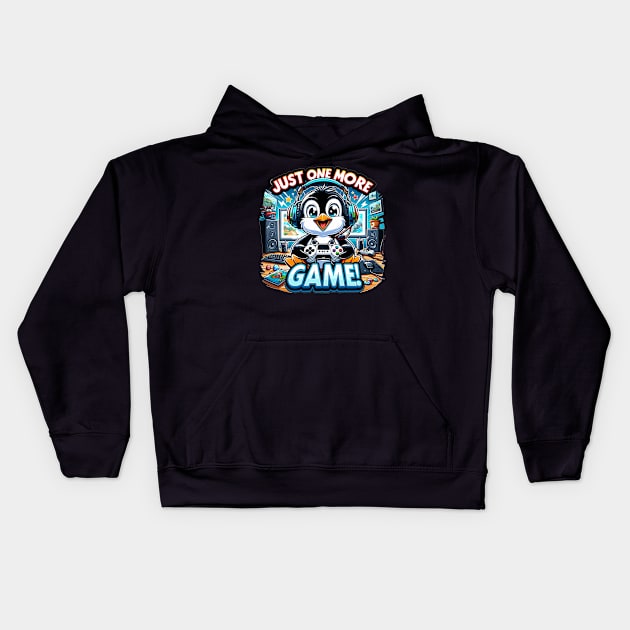 Epic Gaming Penguin: Just One More Game! Kids Hoodie by WEARWORLD